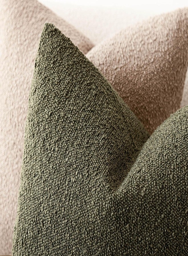 Foindtower Decorative Textured Boucle Throw Pillow Covers Accent Solid Pillow Cases Neutral Soft Cozy Couch Cushion Case for Chair Sofa Bedroom Living Room Home Decor 22x22 Inch,1PC,Moss Green - Image 4